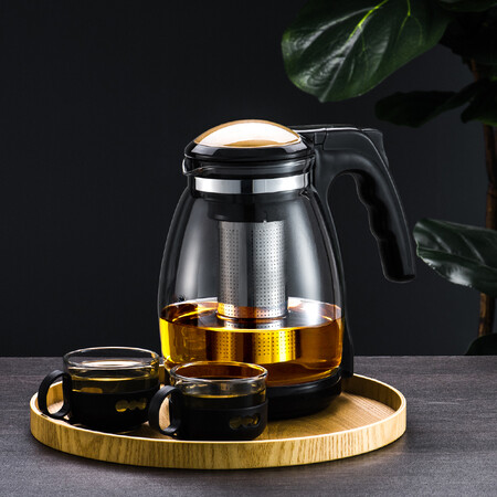 Tianxi TIANXI glass teapot heat-resistant thickened glass tea set, herbal kettle, tea separation pot, stainless steel filter liner, teapot flushing pot 2000ml Tianxi TIANXI glass teapot heat-resistant thickened glass tea set, herbal kettle, tea separation pot, stainless steel filter liner, teapot flushing pot 2000ml