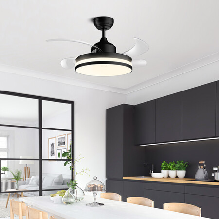 OPPLE invisible fan fan lamp living room dining room bedroom simple modern Nordic black electric fan lamp to send remote control can be shut down at regular time summer wind OPPLE invisible fan fan lamp living room dining room bedroom simple modern Nordic black electric fan lamp to send remote control can be shut down at regular time summer wind