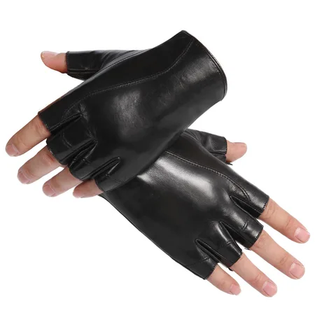 Manchaster Fingerless Fighting Gloves Fashion Leather Half Finger Gloves Men's Thin Motorcycle Driving Half Sheepskin Gloves Black M Manchaster Fingerless Fighting Gloves Fashion Leather Half Finger Gloves Men's Thin Motorcycle Driving Half Sheepskin Gloves Black M