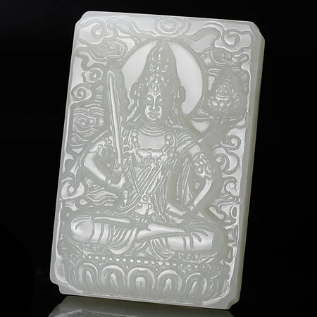 Guibao Hetian Jade Guanyin Pendant Men's and Women's Twelve Zodiac Jade Pendant Necklace Zodiac Ox Tiger Void Tibetan Bodhisattva Guibao Hetian Jade Guanyin Pendant Men's and Women's Twelve Zodiac Jade Pendant Necklace Zodiac Ox Tiger Void Tibetan Bodhisattva