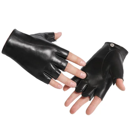 Manchaster Fingerless Fighting Gloves Fashion Leather Half Finger Gloves Men's Thin Motorcycle Driving Half Sheepskin Gloves Black M Manchaster Fingerless Fighting Gloves Fashion Leather Half Finger Gloves Men's Thin Motorcycle Driving Half Sheepskin Gloves Black M