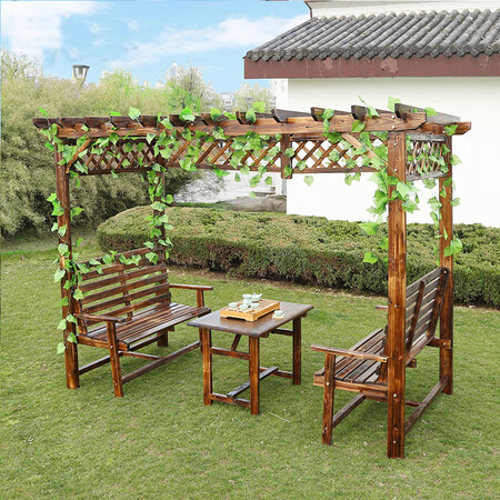 Savage Valley Outdoor Carbonized Wood Courtyard Carbonized Wood Anticorrosive Wooden House Outdoor Furniture Outdoor Solid Wood Gazebo Ordinary Style With Wooden Slatted Table Savage Valley Outdoor Carbonized Wood Courtyard Carbonized Wood Anticorrosive Wooden House Outdoor Furniture Outdoor Solid Wood Gazebo Ordinary Style With Wooden Slatted Table