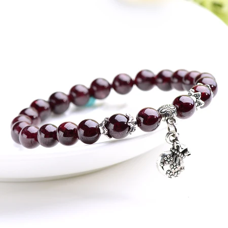 Shiyue jewelry garnet single string bracelet crystal agate 7-8mm lucky bag women's single ring bracelet Shiyue jewelry garnet single string bracelet crystal agate 7-8mm lucky bag women's single ring bracelet