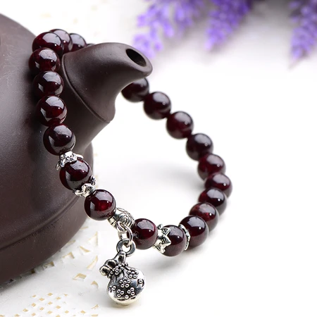 Shiyue jewelry garnet single string bracelet crystal agate 7-8mm lucky bag women's single ring bracelet Shiyue jewelry garnet single string bracelet crystal agate 7-8mm lucky bag women's single ring bracelet