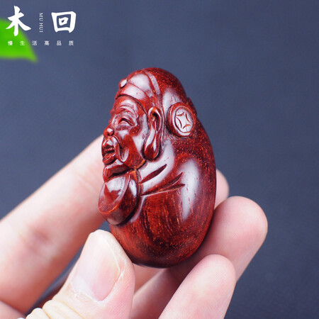 Wooden back Small leaf red sandalwood wood carving God of Wealth handle pieces Solid wood carving antique Wenwan handle pieces Antique collection handle pieces One Wooden back Small leaf red sandalwood wood carving God of Wealth handle pieces Solid wood carving antique Wenwan handle pieces Antique collection handle pieces One