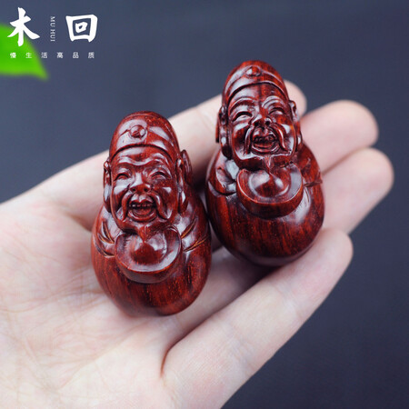 Wooden back Small leaf red sandalwood wood carving God of Wealth handle pieces Solid wood carving antique Wenwan handle pieces Antique collection handle pieces One Wooden back Small leaf red sandalwood wood carving God of Wealth handle pieces Solid wood carving antique Wenwan handle pieces Antique collection handle pieces One