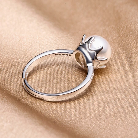 Queen of Pearls Gift for Girlfriend 8.5-9mm Freshwater Pearl Ring Exquisite 925 Silver Inlaid Fashion Open Female Ring Crown Queen of Pearls Gift for Girlfriend 8.5-9mm Freshwater Pearl Ring Exquisite 925 Silver Inlaid Fashion Open Female Ring Crown