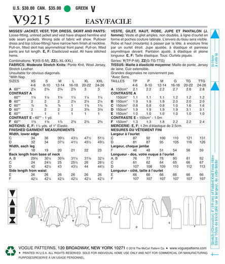 Vogue Patterns V9215 plusieurs couleurs Vogue Patterns V9215 plusieurs couleurs