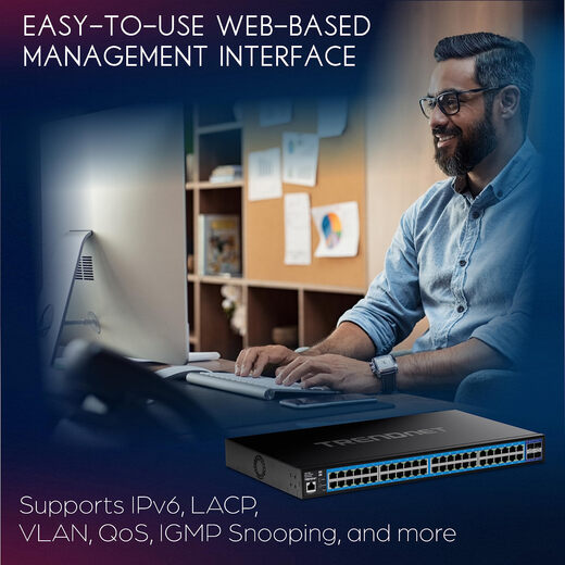Trendnet 52-Port-Gigabit-Netzwerk intelligenter Switch mit 10G SFP+ Port TEG-3524S 48 Gigabit 4 10G SFP+ Port Trendnet 52-Port-Gigabit-Netzwerk intelligenter Switch mit 10G SFP+ Port TEG-3524S 48 Gigabit 4 10G SFP+ Port