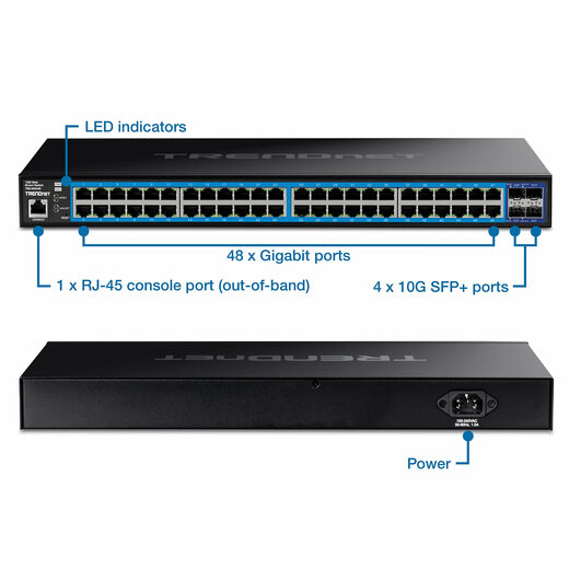 Trendnet 52-Port-Gigabit-Netzwerk intelligenter Switch mit 10G SFP+ Port TEG-3524S 48 Gigabit 4 10G SFP+ Port Trendnet 52-Port-Gigabit-Netzwerk intelligenter Switch mit 10G SFP+ Port TEG-3524S 48 Gigabit 4 10G SFP+ Port