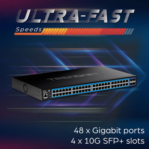 Trendnet 52-Port-Gigabit-Netzwerk intelligenter Switch mit 10G SFP+ Port TEG-3524S 48 Gigabit 4 10G SFP+ Port Trendnet 52-Port-Gigabit-Netzwerk intelligenter Switch mit 10G SFP+ Port TEG-3524S 48 Gigabit 4 10G SFP+ Port