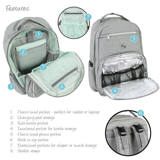 HUDSON BABY Neutral Baby Premium Diaper Bag Backpack Grey HUDSON BABY Neutral Baby Premium Diaper Bag Backpack Grey