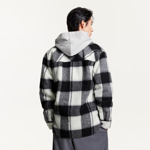 杰克·琼斯(JACK&JONES)男装衣服春秋毛呢外套男翻领羊毛短款格子大衣男士衬衫式厚外套 黑色E41 黑色E41 M 175 杰克·琼斯(JACK&JONES)男装衣服春秋毛呢外套男翻领羊毛短款格子大衣男士衬衫式厚外套 黑色E41 黑色E41 M 175