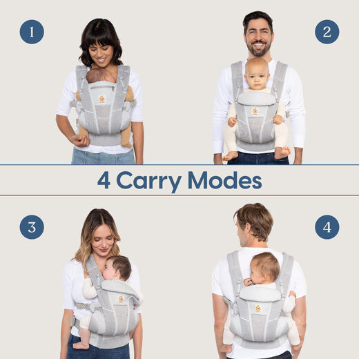 Correa de bebé Ergobaby Ergou, gris perla de cuatro estilo de cuatro estilo delantero y trasero 0-48 meses de edad Correa de bebé Ergobaby Ergou, gris perla de cuatro estilo de cuatro estilo delantero y trasero 0-48 meses de edad