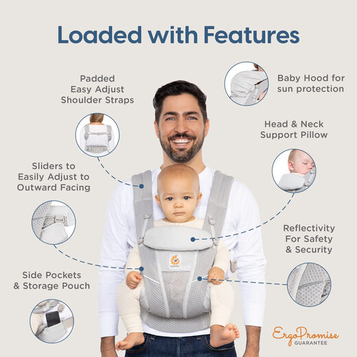 Correa de bebé Ergobaby Ergou, gris perla de cuatro estilo de cuatro estilo delantero y trasero 0-48 meses de edad Correa de bebé Ergobaby Ergou, gris perla de cuatro estilo de cuatro estilo delantero y trasero 0-48 meses de edad