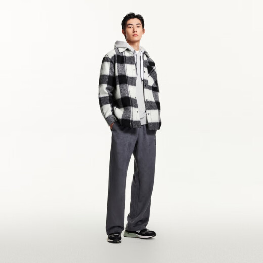 杰克·琼斯(JACK&JONES)男装衣服春秋毛呢外套男翻领羊毛短款格子大衣男士衬衫式厚外套 黑色E41 黑色E41 M 175 杰克·琼斯(JACK&JONES)男装衣服春秋毛呢外套男翻领羊毛短款格子大衣男士衬衫式厚外套 黑色E41 黑色E41 M 175