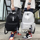 2020 new school bag men's backpack female junior high school students start school bag casual simple fashion trend canvas bag backpack all-match high school students black with sachet + bear ornament 2020 new school bag men's backpack female junior high school students start school bag casual simple fashion trend canvas bag backpack all-match high school students black with sachet + bear ornament