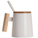 BIN NUO ceramic mug men's wooden handle simple office tea cup with lid spoon retro style creative water cup ceramic cup home milk coffee cup black cup + lid spoon + gift box gift bag 400-500ml BIN NUO ceramic mug men's wooden handle simple office tea cup with lid spoon retro style creative water cup ceramic cup home milk coffee cup black cup + lid spoon + gift box gift bag 400-500ml