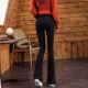 Shepherd Shide raw-edged flared jeans women's fleece autumn and winter 2020 high-waisted elastic Korean version slimming black drape slightly flared trousers black 27 Shepherd Shide raw-edged flared jeans women's fleece autumn and winter 2020 high-waisted elastic Korean version slimming black drape slightly flared trousers black 27