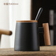 BIN NUO ceramic mug men's wooden handle simple office tea cup with lid spoon retro style creative water cup ceramic cup home milk coffee cup black cup + lid spoon + gift box gift bag 400-500ml BIN NUO ceramic mug men's wooden handle simple office tea cup with lid spoon retro style creative water cup ceramic cup home milk coffee cup black cup + lid spoon + gift box gift bag 400-500ml