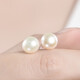 Lifelong Love Chain Simple Pearl Stud Earrings Women's White Freshwater Pearl Earrings Bread Shaped Glare 7-8mm Holiday Gift for Girlfriend and Lover Lifelong Love Chain Simple Pearl Stud Earrings Women's White Freshwater Pearl Earrings Bread Shaped Glare 7-8mm Holiday Gift for Girlfriend and Lover
