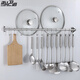 Lapsang 304 stainless steel kitchen rack wall hanging free punching kitchen hook hanging rod multi-function row hook pot cover rack kitchen and bathroom hardware pendant 80cm-14 hook free punching Lapsang 304 stainless steel kitchen rack wall hanging free punching kitchen hook hanging rod multi-function row hook pot cover rack kitchen and bathroom hardware pendant 80cm-14 hook free punching