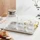Bowei Creative Wheat Ear Pattern Glass Jug Large Capacity With Handle Cooler Home Heat-resistant Explosion-proof Drinking Cup Set 1 Pot 4 Cups 1 Tray Bowei Creative Wheat Ear Pattern Glass Jug Large Capacity With Handle Cooler Home Heat-resistant Explosion-proof Drinking Cup Set 1 Pot 4 Cups 1 Tray