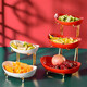Long time Nordic luxury double-layer fruit plate Living room ceramic fruit bowl, household creative dried fruit plate, decorations, tea table, ingot double-layer fruit plate Long time Nordic luxury double-layer fruit plate Living room ceramic fruit bowl, household creative dried fruit plate, decorations, tea table, ingot double-layer fruit plate