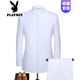 Playboy official store tunic suit young men's suit fashion slim wedding middle-aged and elderly stand-up collar suit Tang suit Chinese style dress suit high-end black single top L/175 Playboy official store tunic suit young men's suit fashion slim wedding middle-aged and elderly stand-up collar suit Tang suit Chinese style dress suit high-end black single top L/175