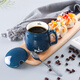 Bethes Office Drinking Cup Coffee Cup Set Ceramic Tea Cup Mug with Lid and Spoon Milk Cup Breakfast Cup Ceramic Cup Blue Bethes Office Drinking Cup Coffee Cup Set Ceramic Tea Cup Mug with Lid and Spoon Milk Cup Breakfast Cup Ceramic Cup Blue