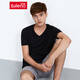 Baleno Baleno spring and summer youth fashion solid color V-neck short-sleeved T-shirt Korean version of slim cotton t-shirt trend and easy-to-fit basic student top 00A pure black-V-neck XL Baleno Baleno spring and summer youth fashion solid color V-neck short-sleeved T-shirt Korean version of slim cotton t-shirt trend and easy-to-fit basic student top 00A pure black-V-neck XL