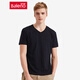 Baleno Baleno spring and summer youth fashion solid color V-neck short-sleeved T-shirt Korean version of slim cotton t-shirt trend and easy-to-fit basic student top 00A pure black-V-neck XL Baleno Baleno spring and summer youth fashion solid color V-neck short-sleeved T-shirt Korean version of slim cotton t-shirt trend and easy-to-fit basic student top 00A pure black-V-neck XL