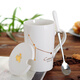 Pudding porcelain art creative twelve constellation mug milk cup ceramic cup men and women couple water cup coffee cup with lid spoon Gemini white Pudding porcelain art creative twelve constellation mug milk cup ceramic cup men and women couple water cup coffee cup with lid spoon Gemini white