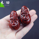 Wooden back Small leaf red sandalwood wood carving God of Wealth handle pieces Solid wood carving antique Wenwan handle pieces Antique collection handle pieces One Wooden back Small leaf red sandalwood wood carving God of Wealth handle pieces Solid wood carving antique Wenwan handle pieces Antique collection handle pieces One