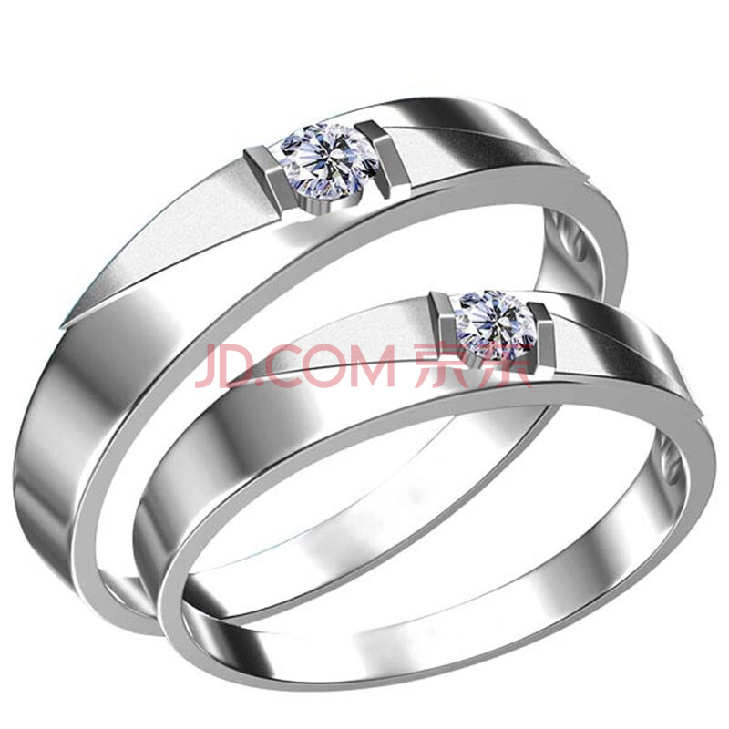 18k白金钻石<em>戒指结婚</em>订婚情侣戒<em>男女</em>款-相遇免