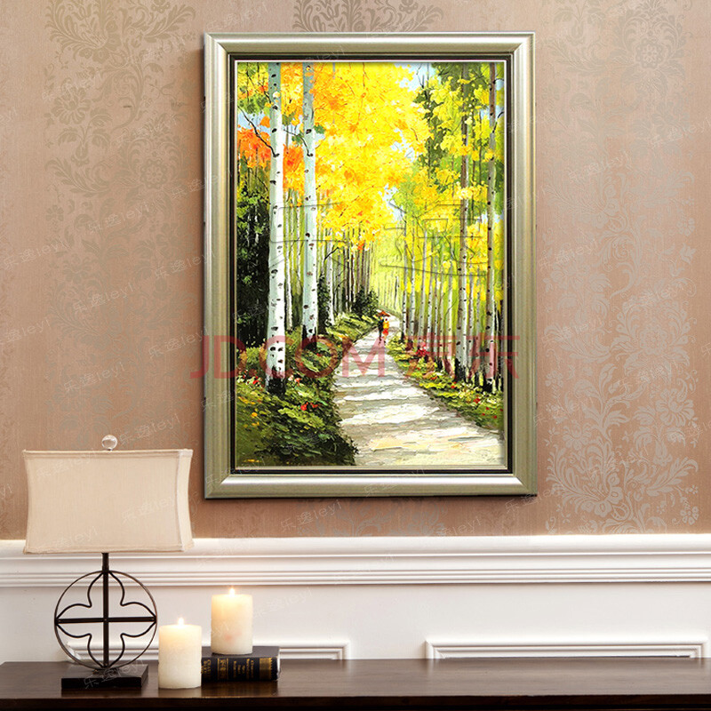 手绘油画装饰画客厅风景画玄关壁画餐厅挂画有