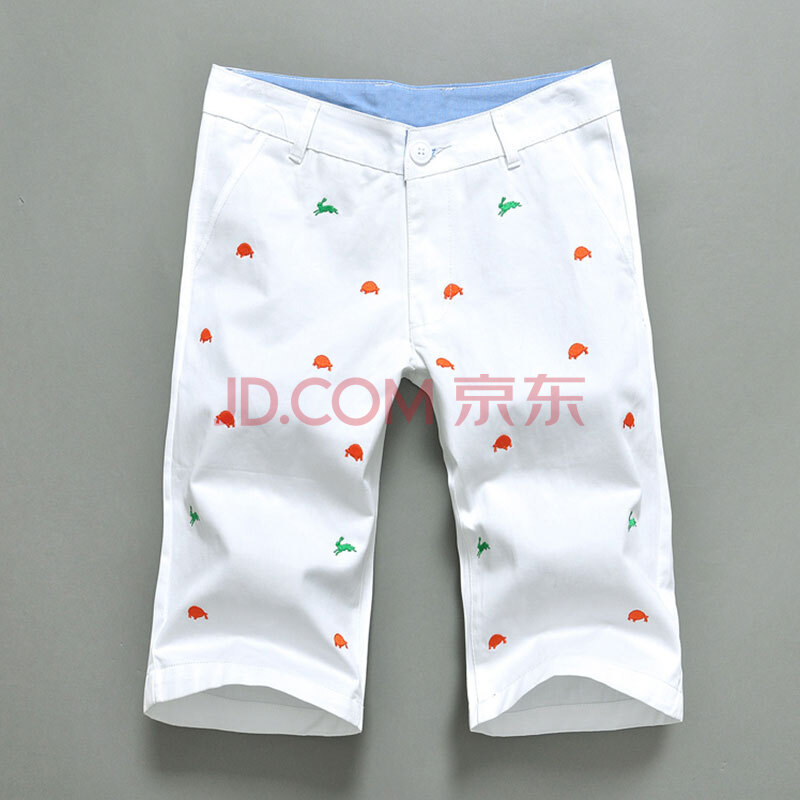 KOOL男装夏装新品<em>刺绣纯棉短裤</em>w 白色 34图