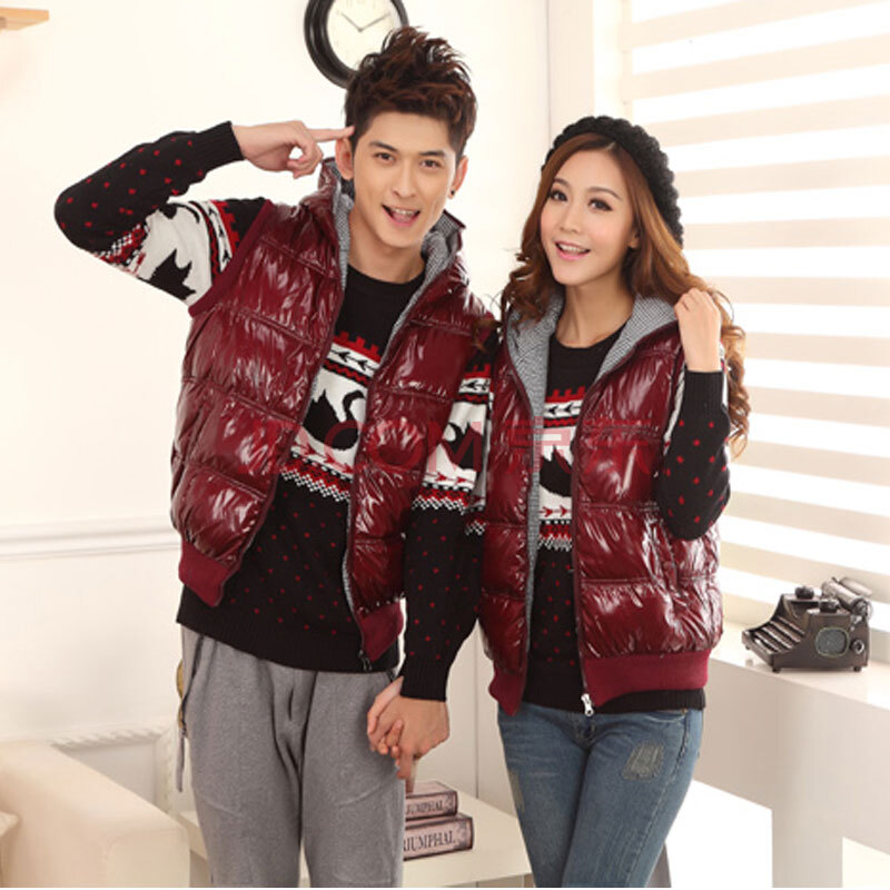 漫路秋冬双面穿千鸟细格情侣<em>马甲</em> <em>男士</em>连帽羽