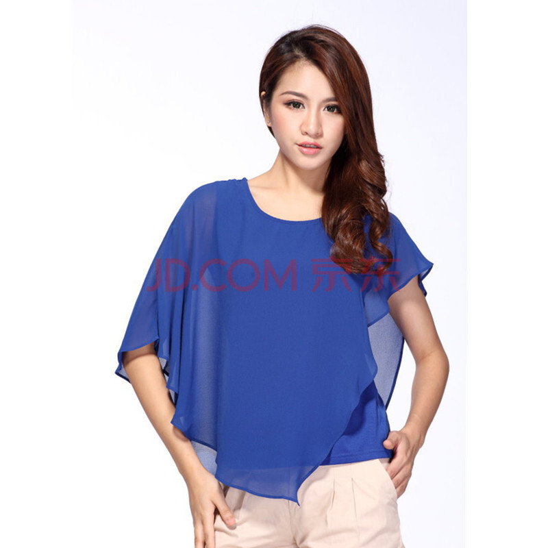 雪纺衫半袖新款翻领 女雪纺衫娃娃领半袖