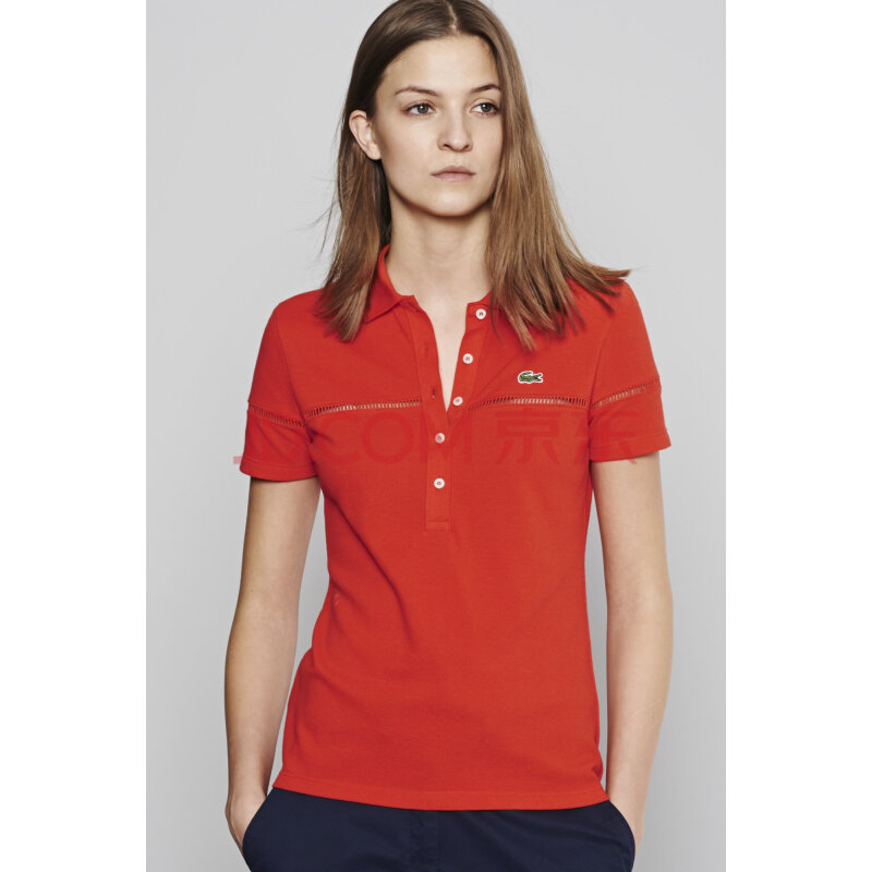 lacoste/法国鳄鱼 代购女款t恤 纯棉 修身 短袖pf8280