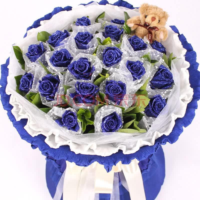 蓝色玫瑰<em>送女朋友生日</em>礼物<em>祝福</em>花束蓝玫瑰鲜花