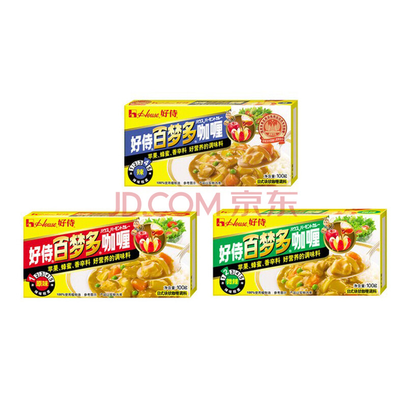 日式块状咖喱调料 好侍百梦多咖喱原味,中辣100克 2选