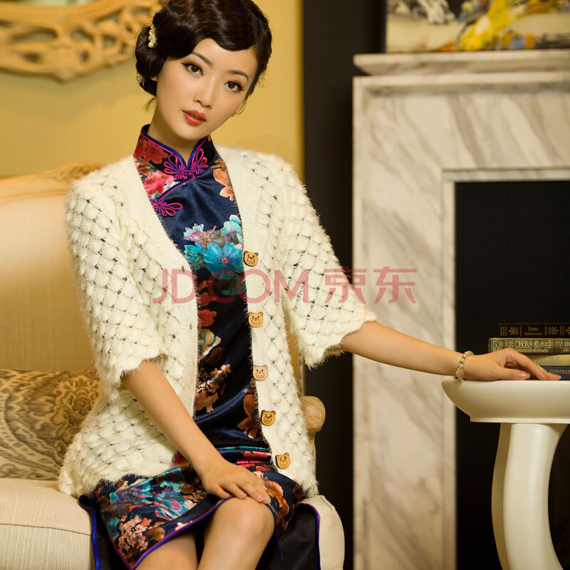 【逸红颜】春装旗袍<em>搭配外套针织衫</em>披肩<em>外套</em>