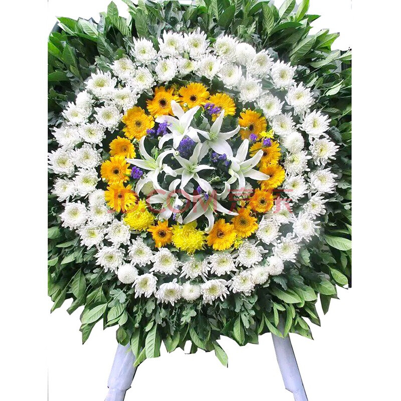 祭祀纪念追悼北京上海重庆石家庄深圳 p款-黄白菊花百合丧葬花圈