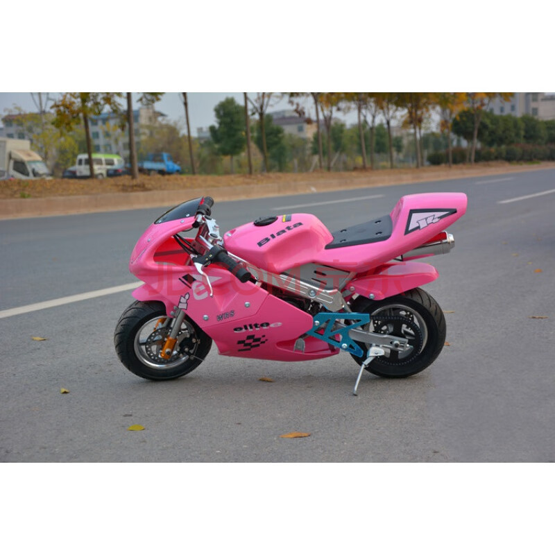 2019新款49cc小 二冲程易拉电启动摩托车 小型趴赛 新款粉色et(加粗