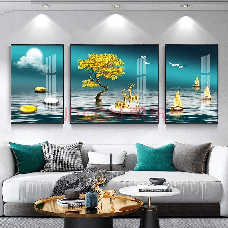 桐菲晶瓷画新中式客厅装饰画现代简约沙发背景墙挂画大气磅礴山水画