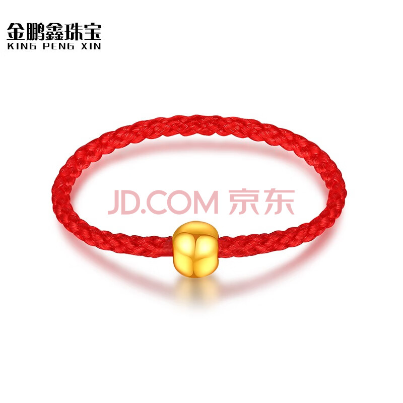 足金转运珠女戒链式足金首饰品红绳本命年戒指金珠红绳戒指911号通用