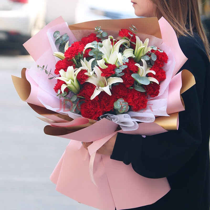 节鲜花速递 康乃馨鲜花百合花束鲜花速递送老师妈妈长辈生日全国送花