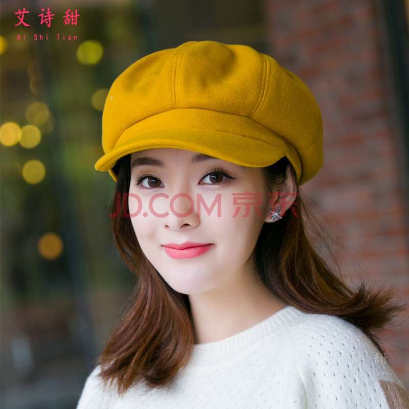 秋冬天女生戴的贝雷帽子呢八角帽子英伦复古季蓓蕾帽日系文艺鸭舌帽备