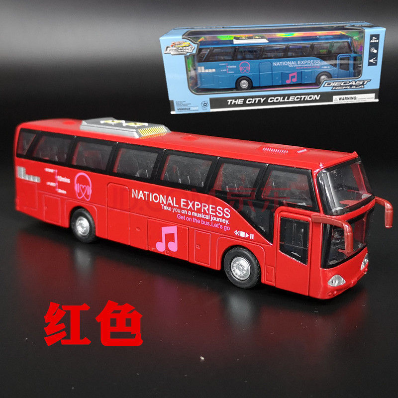 新品5开门合金双层巴士模型仿真旅游大巴车公交车客车儿童玩具车 红色